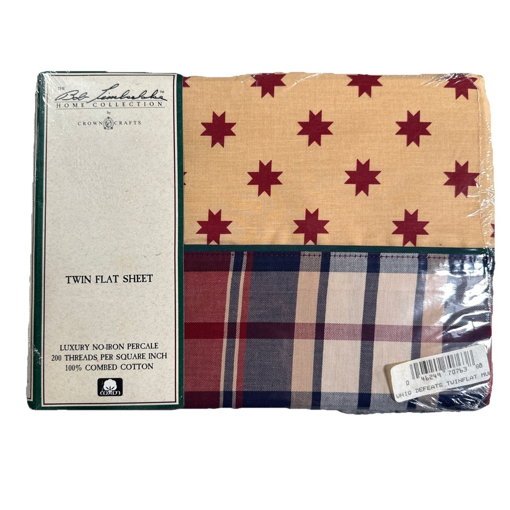 Vintage Bob Timberlake Home Collection NOS Twin Flat Sheet Bedsheets Cabin Stars